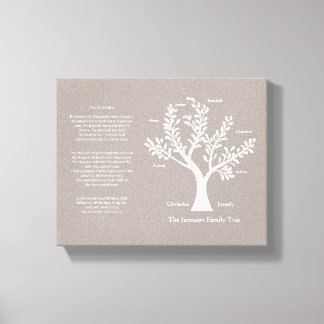 23. Psalm Familienbaum Leinwand, warmes Grau Leinwanddruck