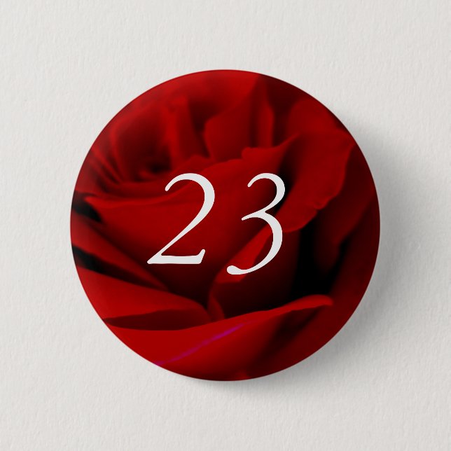 23. roter Rosen-Geburtstagsbutton Button (Vorderseite)