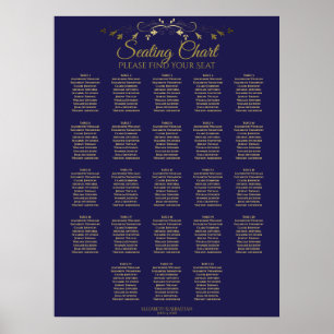 23 Tabelle Gold & Navy elegante Hochzeitskarte Poster