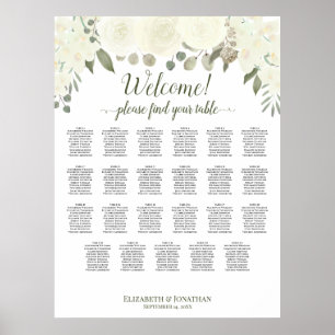23 Tableau Sièges à Mariages floraux blancs d'ivoi