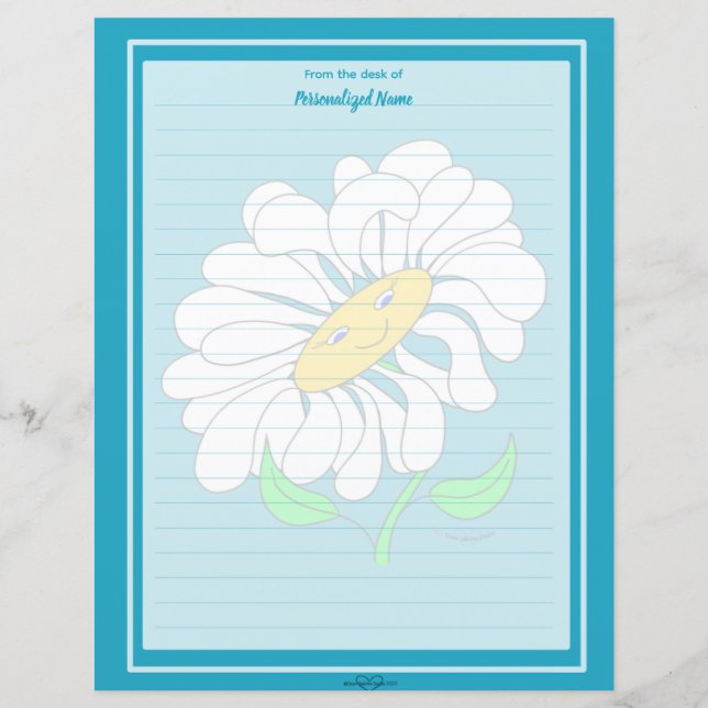23Big Happy Daisy Blue Lined Paper Sheet (Vorderseite)
