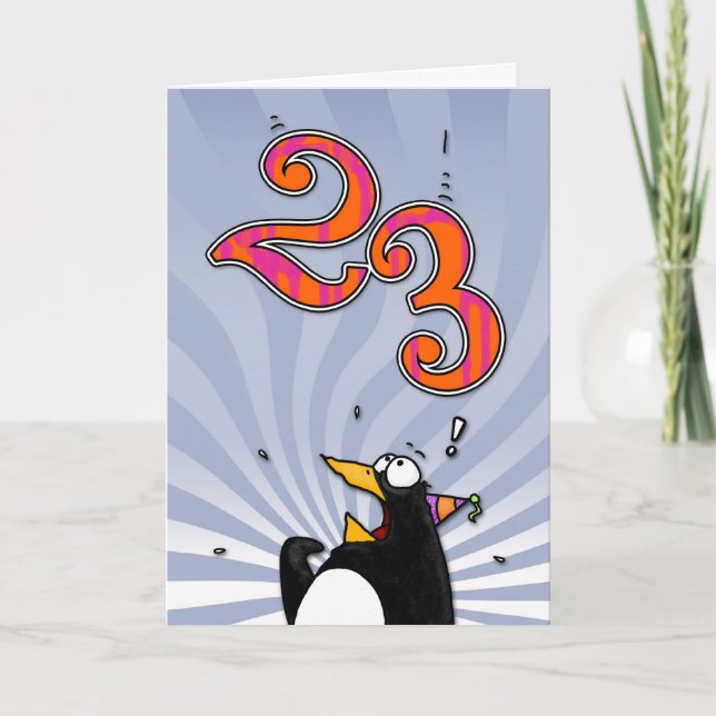 23e anniversaire - Carte de surprise de pingouin (Devant)