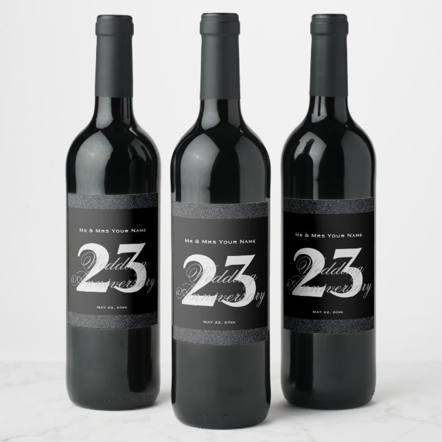 23e anniversaire Mariage Étiquette de vin personna (Bouteilles)