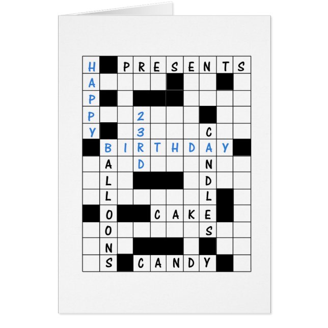 23e anniversaire, Mot de passe Puzzle carte d'anni (Devant)