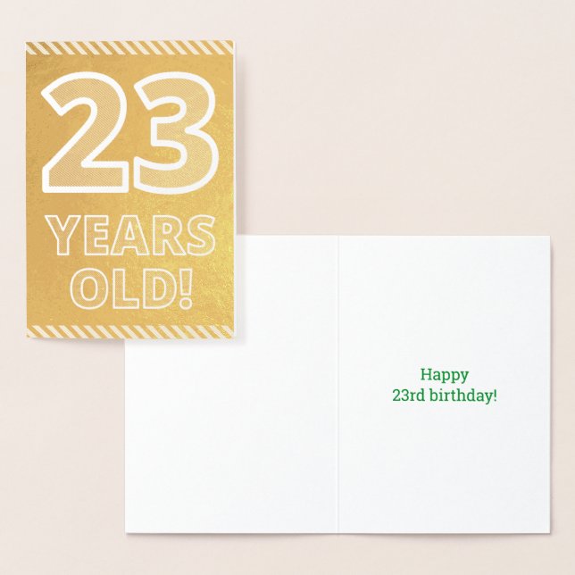 23ème anniversaire : Gras "23 ans !" Carte Gold Fo (Affichage)