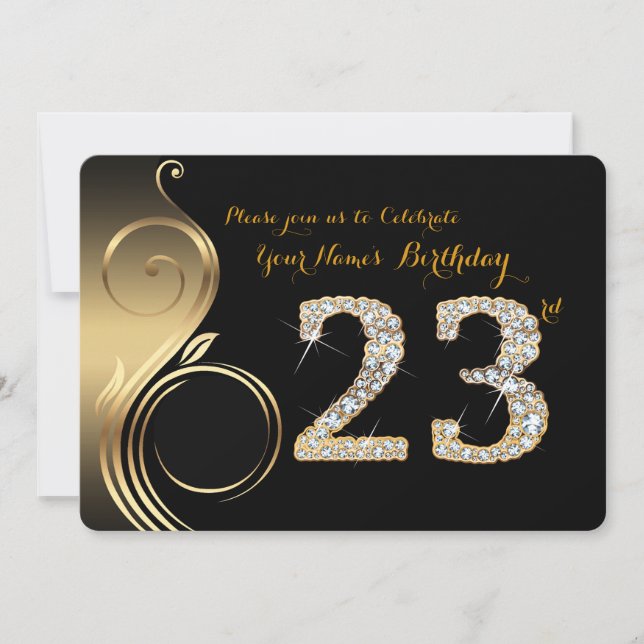 23ème, invitation d'anniversaire, diamant de (Devant)