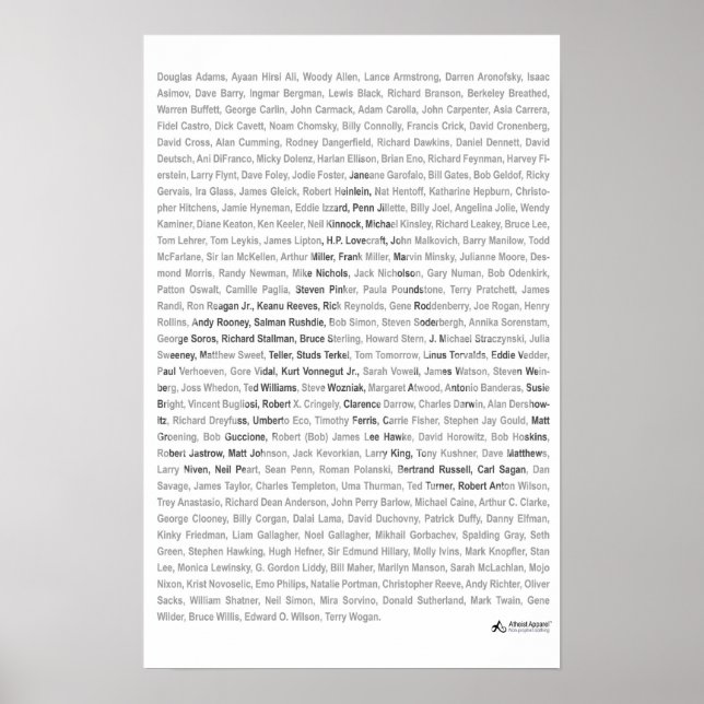 23x35 Print - Atheist Apparel Roll Call - White Poster (Vorne)
