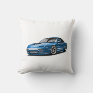 240sx blaues Auto Zeichnung Kissen