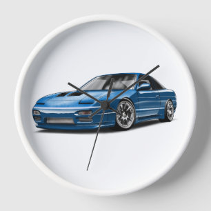 240sx blaues Auto Zeichnung Uhr