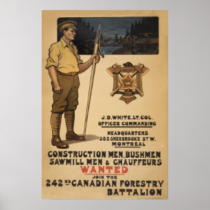 242nd Kanadische Forstwirtschaft Battalion1915 Poster