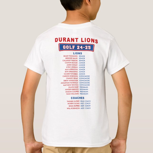 24-25 Durant Lions - GOLF - Löwen BOY ROSTER T-Shirt (Rückseite)