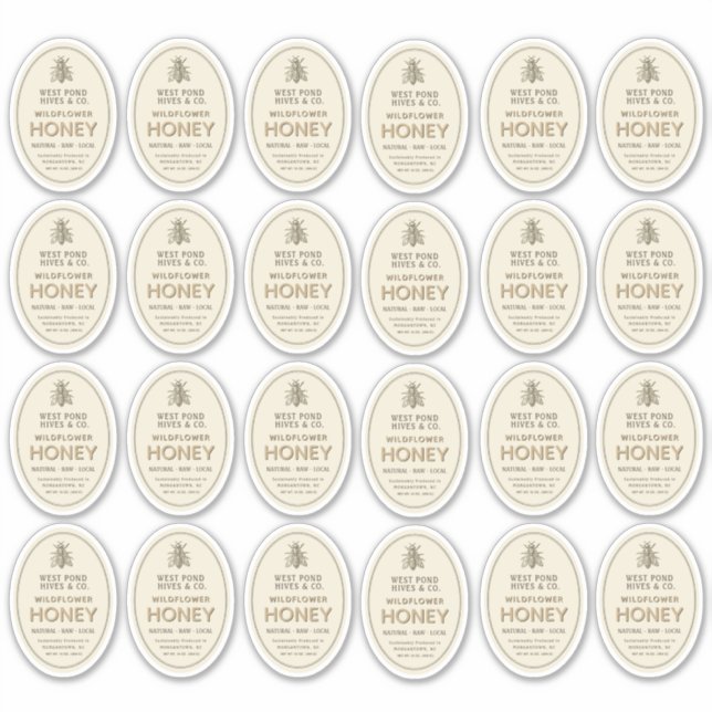 (24) 2,75" x 2" 8 oz Queenline Honey Jar Labels (Vorderseite)