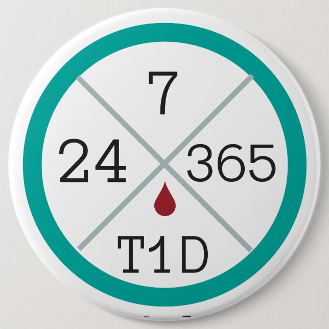 24/7/365 T1D Leben-Tunnel-bohrwagenknopf Button (Vorderseite)