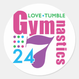 24/7 Gymnastik Runder Aufkleber