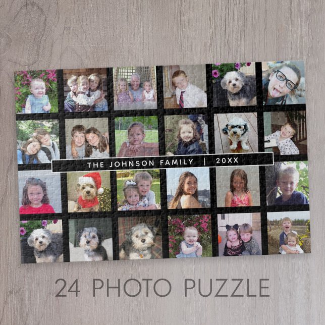 24 BildvorlagenCollage mit benutzerdefiniertem Tex (24 Photo Personalized Jigsaw Puzzle)