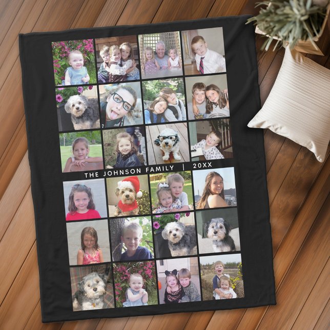 24 BildvorlagenCollage mit benutzerdefiniertem Tex Fleecedecke (Personalized fleece blanket with 24 photos and text)