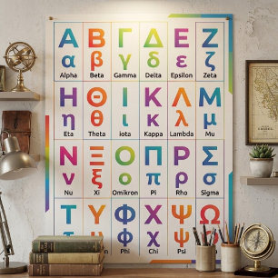 24 Farbige Kleinbuchstaben Großbuchstaben - Griech Poster