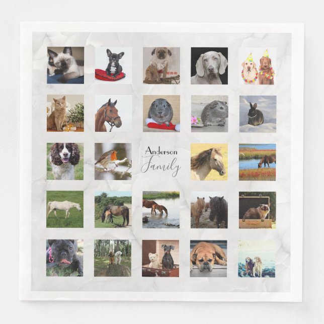 24 FOTO COLLAGE Marmorpartyware Serviette (Vorderseite)