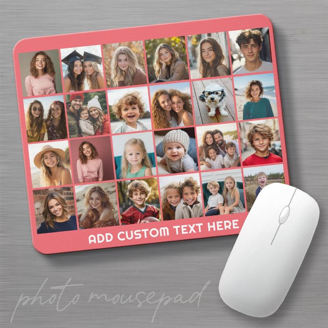 24-Foto-Collage mit individuellem Text Mousepad (Photo Mousepad - Create a Great Gift with this template)