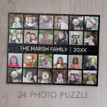 24 FotoCollage mit Familienname Datum - schwarz<br><div class="desc">Ein 24-Foto-Raster mit viel Platz für viele Fotos und Sondertexte. Fügen Sie Ihre Lieblings-Bilder zu dieser lustigen Vorlage. Sie können quadratische Fotos oder beliebige Foto für dieses Raster verwenden. Um die besten Ergebnisse zu erzielen, schneiden Sie Ihre Fotos vor dem Hochladen in Quadrate. Wenn Sie die Farben oder Schriftart ändern...</div>