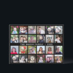 24 FotoCollage mit Familienname Datum - schwarz Feiertagskarte<br><div class="desc">Ein 24-Foto-Raster mit viel Platz für viele Fotos und Sondertexte. Kann als Weihnachtsgrüße oder als allgemeine Karte für den Versand an Freunde und Familie verwendet werden. Fügen Sie Ihre Lieblings-Bilder zu dieser lustigen Vorlage. Sie können quadratische Fotos oder beliebige Foto für dieses Raster verwenden. Der Rücken ist leer für Raum,...</div>