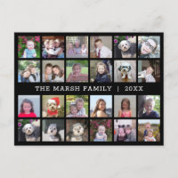 24 FotoCollage mit Familienname Datum - schwarz