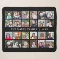 24 FotoCollage mit Familienname Datum - schwarz