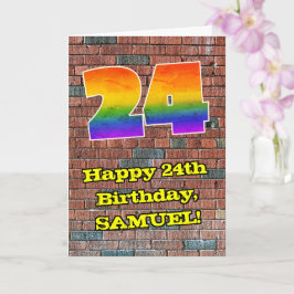 24. Geburtstag: Fun Graffiti-Inspiriert Regenbogen Karte