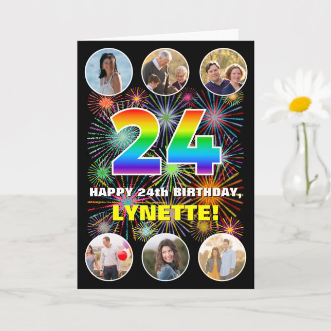 24. Geburtstag: Fun Rainbow #, Individuelle Name & Karte (Kleine Pflanze)