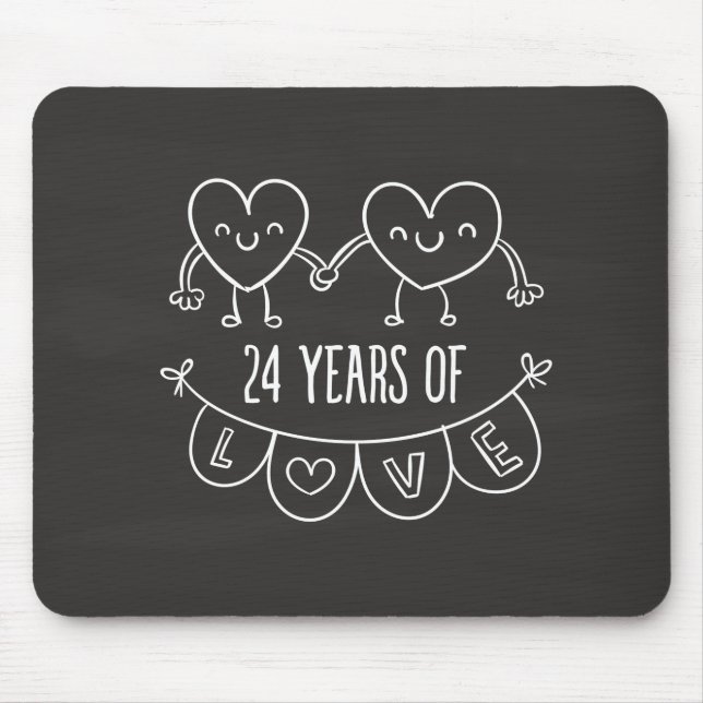 24. Geburtstag Geschenk Chalk Herzen Mousepad (Vorne)