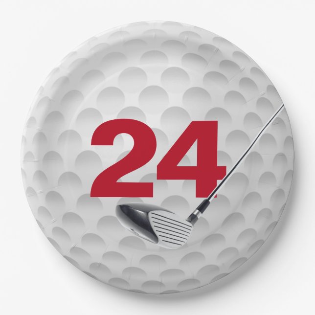 24. Geburtstag Golf Ball Design Paper Plate Pappteller (Vorderseite)
