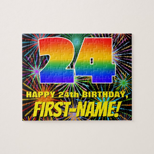 24. Geburtstag: Spaß, bunte feierliche Feuerwerke (Horizontal)