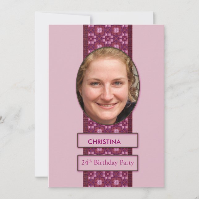 24. Geburtstagsparty Einladung Bild und Name (Vorderseite)