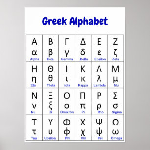 24 Griechenland-Buchstaben Griechisches Alphabet Poster