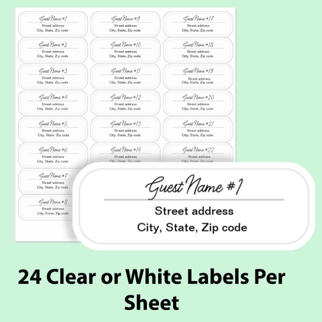 24 Guest Names Clear Return Address Custom Labels (Von Creator hochgeladen)