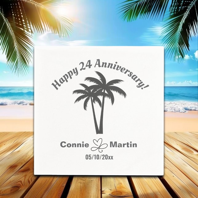 24. Hochzeitstag Palm Bäume Serviette (Von Creator hochgeladen)
