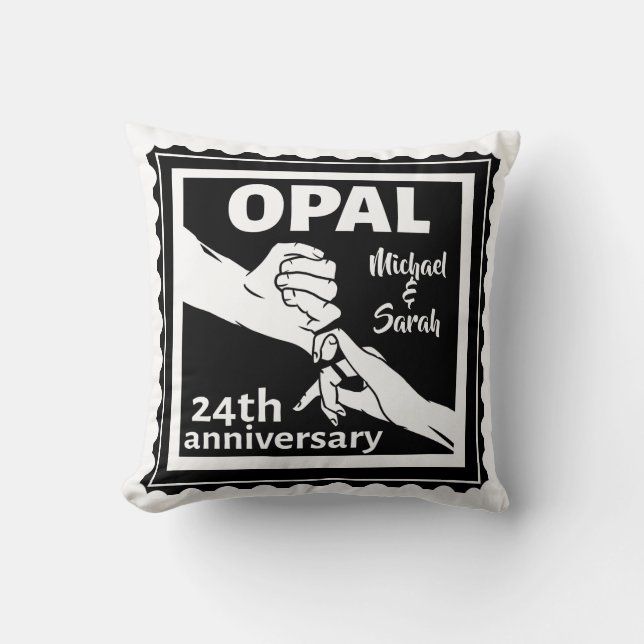 24. Hochzeitstag traditionelles Opal Kissen (Vorderseite)