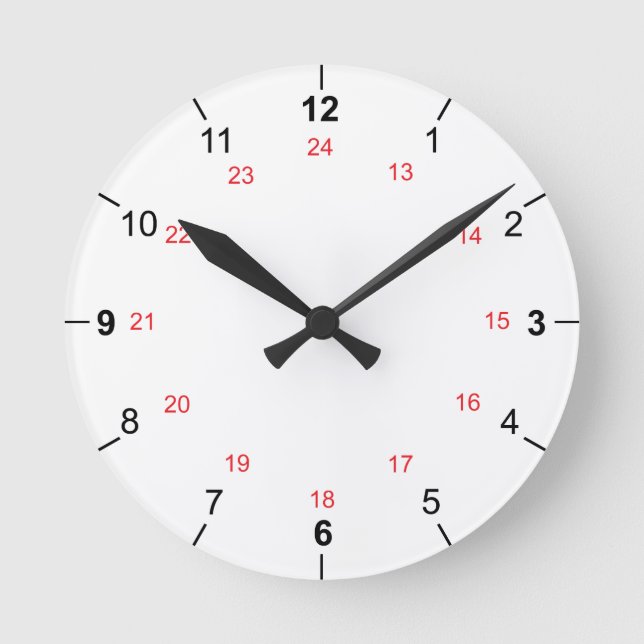 24 Hour Wall Clock Runde Wanduhr (Vorderseite)