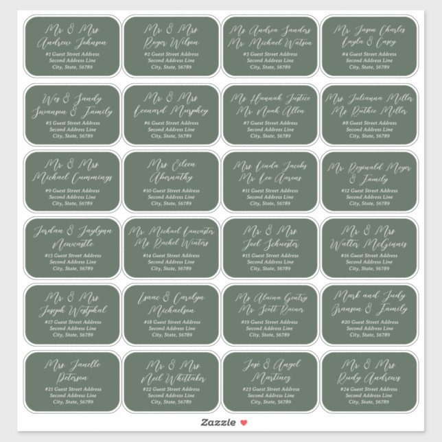 24 individuelle Skriptadressen für Hochzeiten Aufkleber (Blatt)