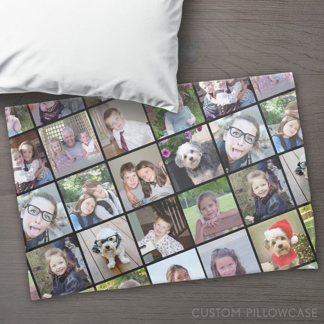 24 Instagram Foto Collage mit benutzerdefiniertem  Kissenbezug (Custom Pillowcase)