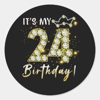 24 Jahre alt Es_s mein Geburtstag 24. Geburtstag D Runder Aufkleber
