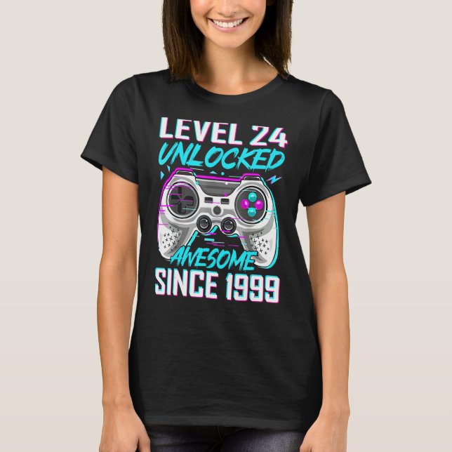 24 Jahre Son Boy Fun Gamer 9. 9. Jähriger Bir T-Shirt (Vorderseite)