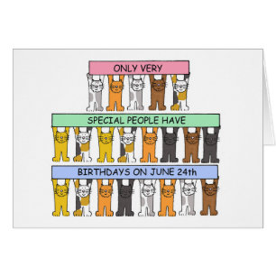 24. Juni Cartoon Cats Holding Banners