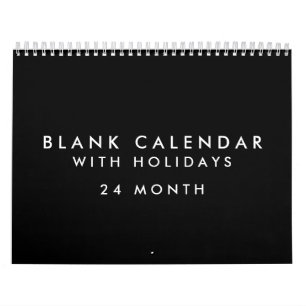 24 Monate schwarzer Kalender mit Feiertagen