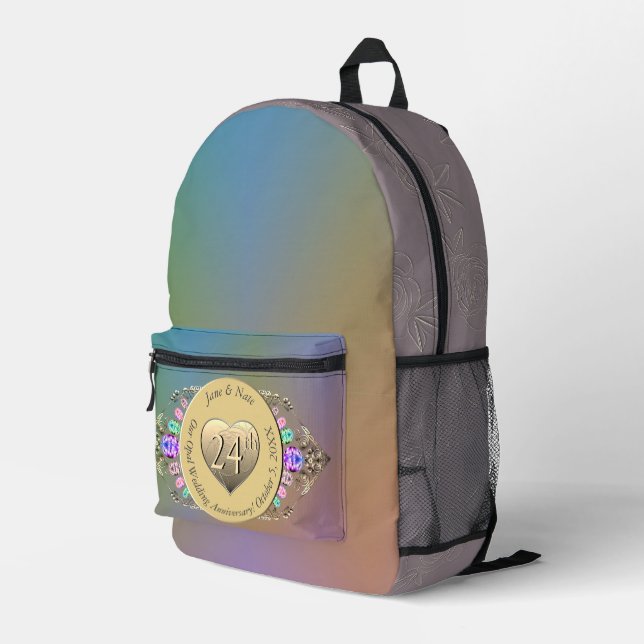 24. Opal Wedding Anniversary Print Cut Sew Bag Bedruckter Rucksack (Rückseitige Ecke Rechts)