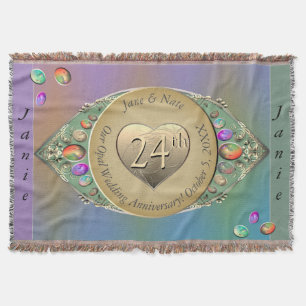 24. Opal Wedding Anniversary Throw Blanket Decke