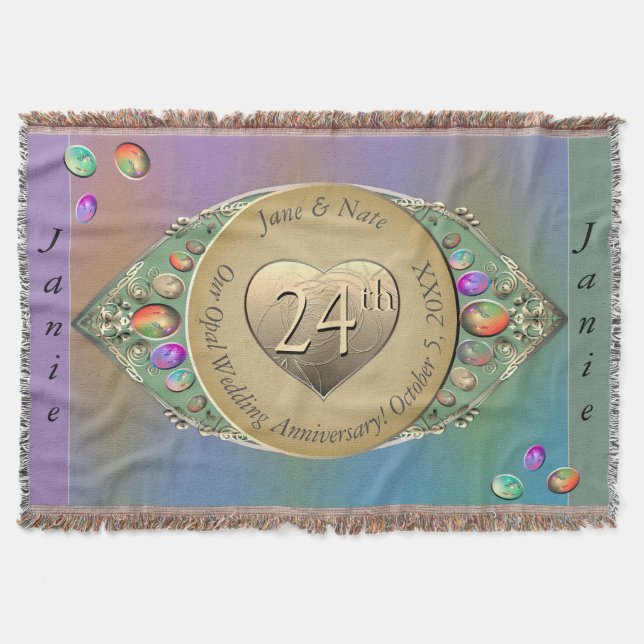 24. Opal Wedding Anniversary Throw Blanket Decke (Vorderseite)