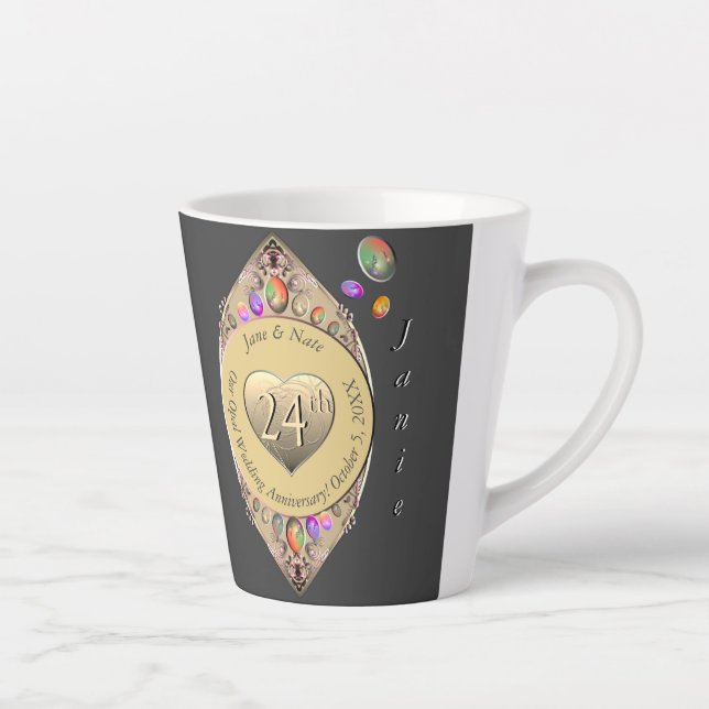 24. Opal Wedding Jubiläum Latte Tasse (Rechts)