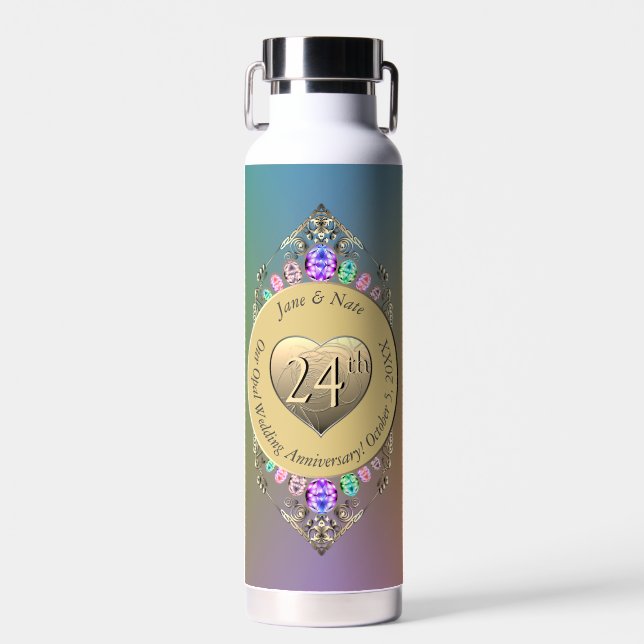 24. Opal Wedding Jubiläum Trinkflasche (Vorne)
