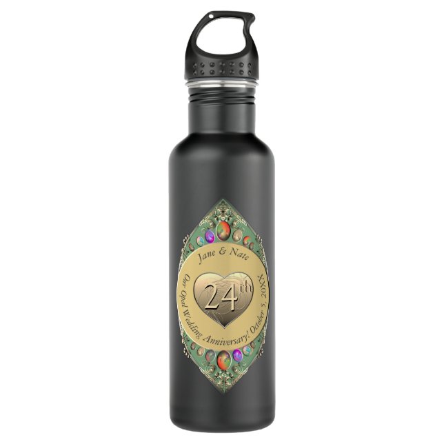 24. Opal Wedding Jubiläum Wasserflasche Edelstahlflasche (Vorderseite)
